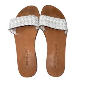 Band Of Gypsies Womens Malibu White Leather Flat Braided Sandals Slides Size 6